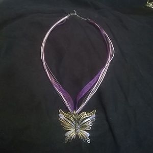 Purple butterfly necklace